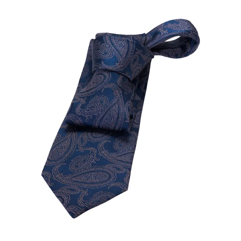 Caledonia Paisley Silk Tie, Blue / Bronze sold by The Dark Knot Limited