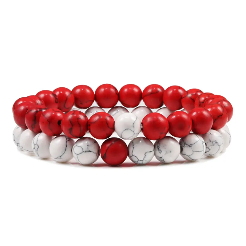 San Bernandino Stackable Beaded Bracelets, Red / White sold by The Dark Knot Limited