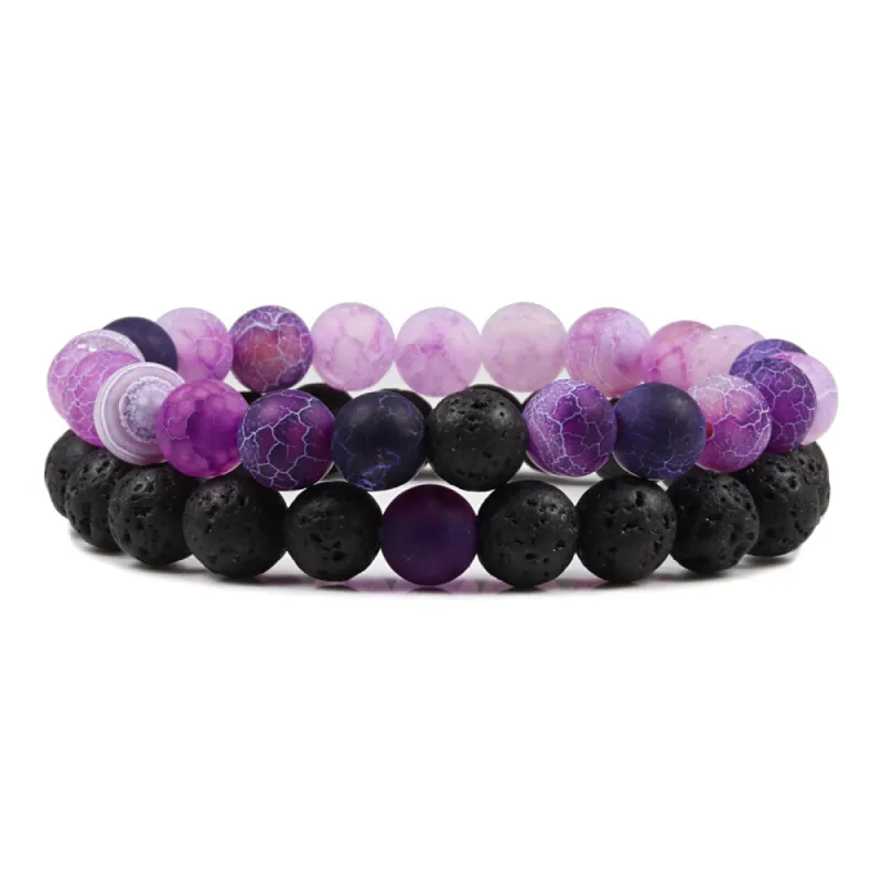 San Bernandino Stackable Beaded Bracelets, Purple / Black sold by The Dark Knot Limited