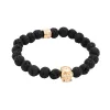 Monterey Gold Skull Black Lava Stone Beaded Bracelet sold by The Dark Knot Limited