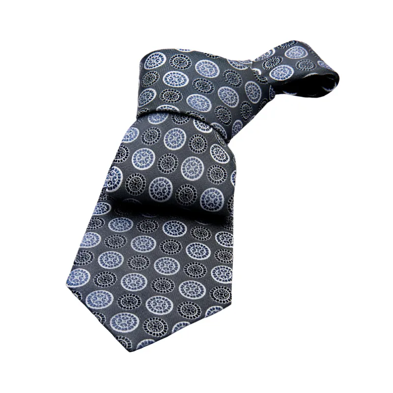 Hadley Foulard Silk Tie, Grey / Silver sold by The Dark Knot Limited