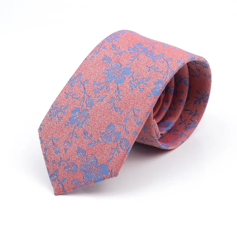 Bonita Springs Skinny Polyester Tie, Pink / Light Blue sold by The Dark Knot Limited