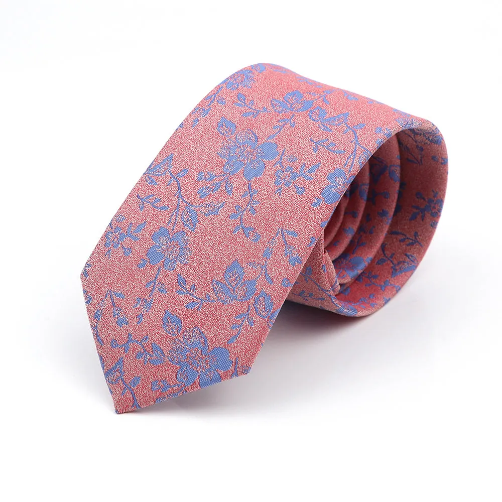 Bonita Springs Skinny Polyester Tie, Pink / Light Blue sold by The Dark Knot Limited