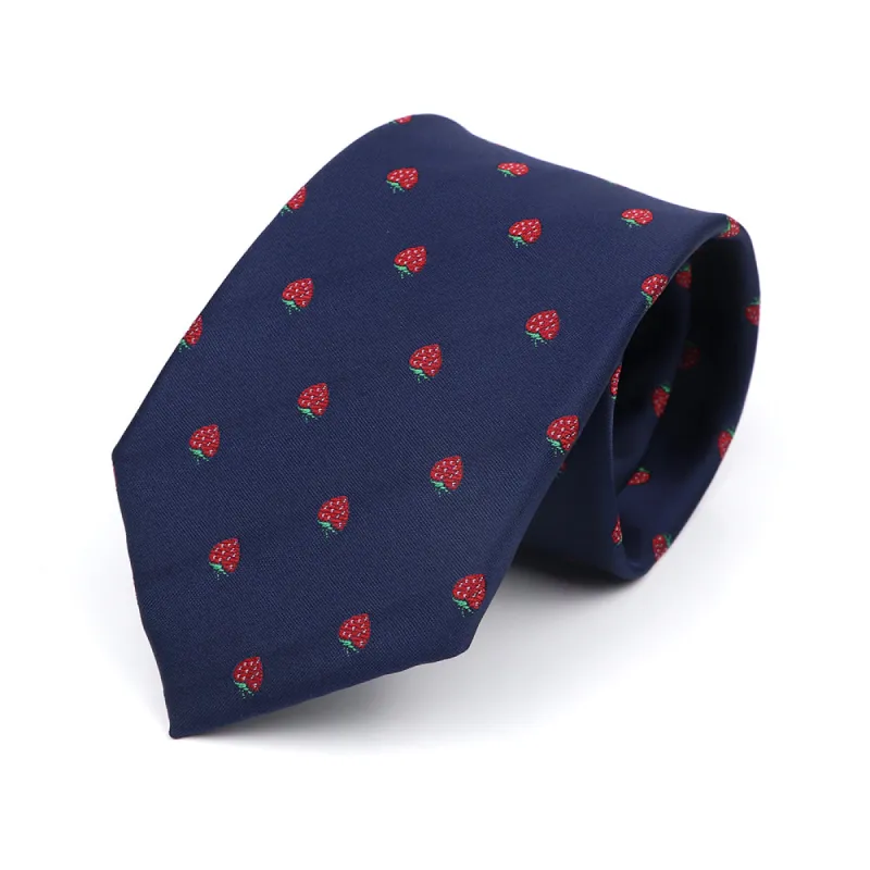 St. Augustine Strawberries Polyester Tie, Navy / Red sold by The Dark Knot Limited