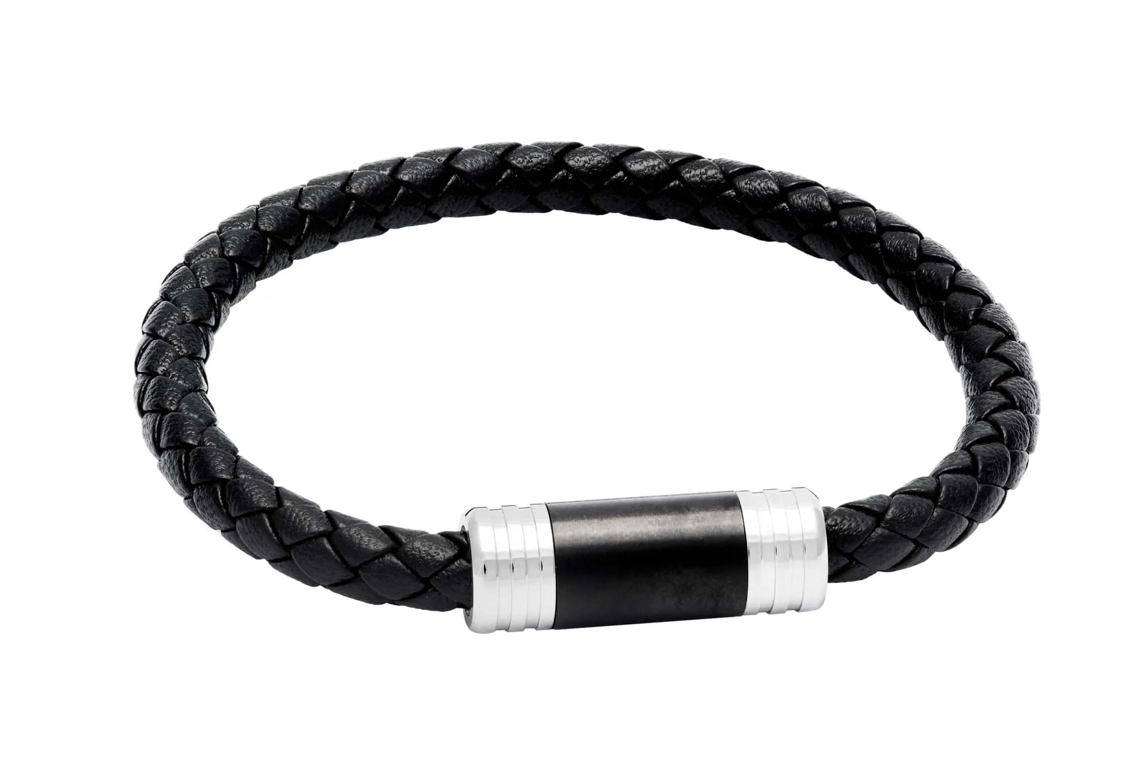 Anaheim Black Leather Stainless Steel Bracelet sold by The Dark Knot Limited