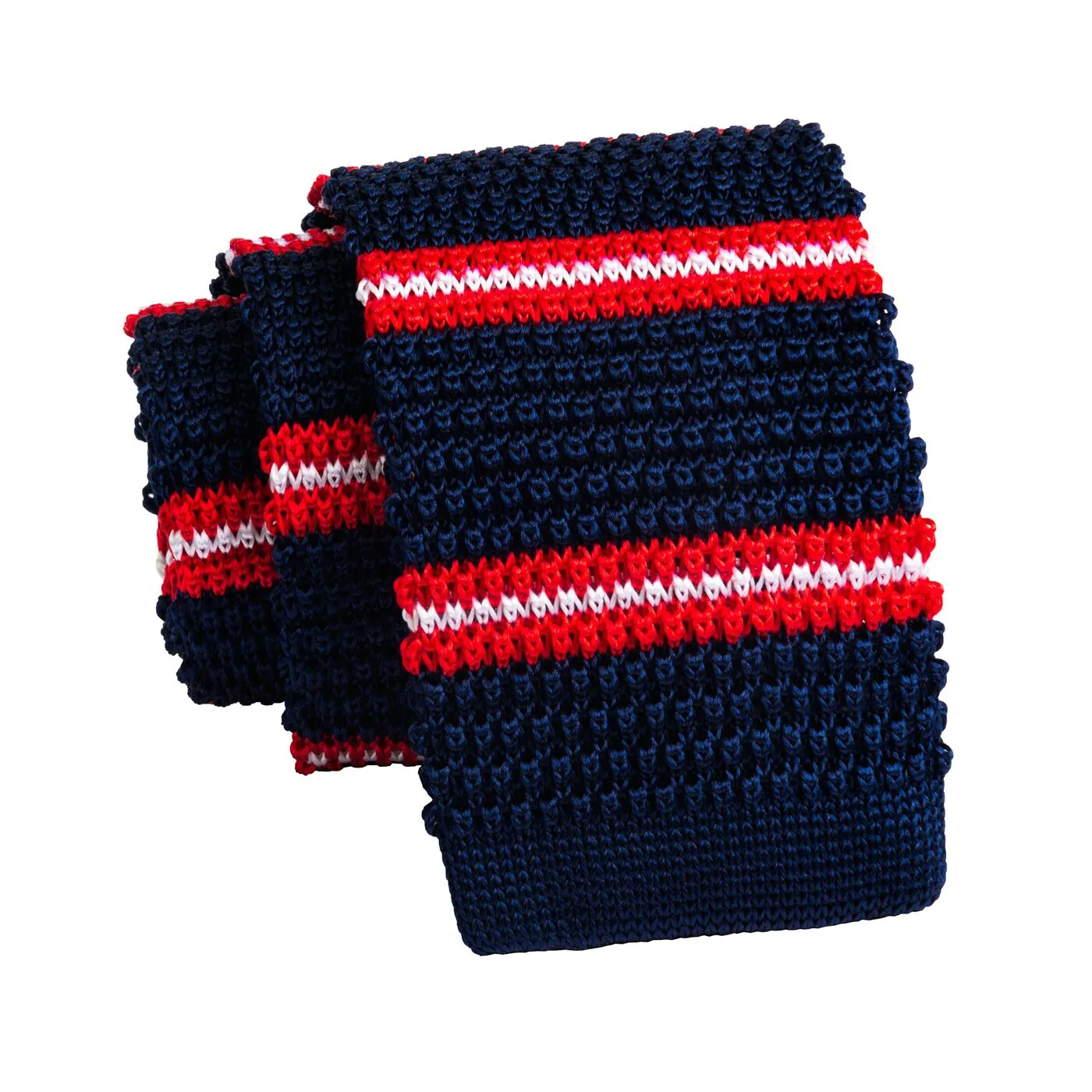 Rosendale Stripes Knitted Silk Tie, Navy / Red / White sold by The Dark Knot Limited product image thumbnail 2