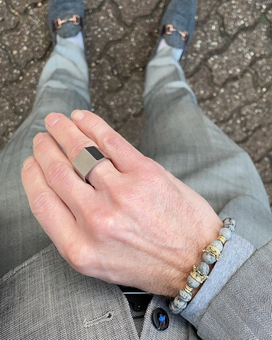 Pomona Gold Crown Grey Agate Beaded Bracelet sold by The Dark Knot Limited product image thumbnail 2