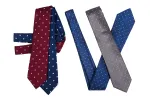 Stuyvesant Foulard Silk Tie, Navy / Grey / Silver sold by The Dark Knot Limited