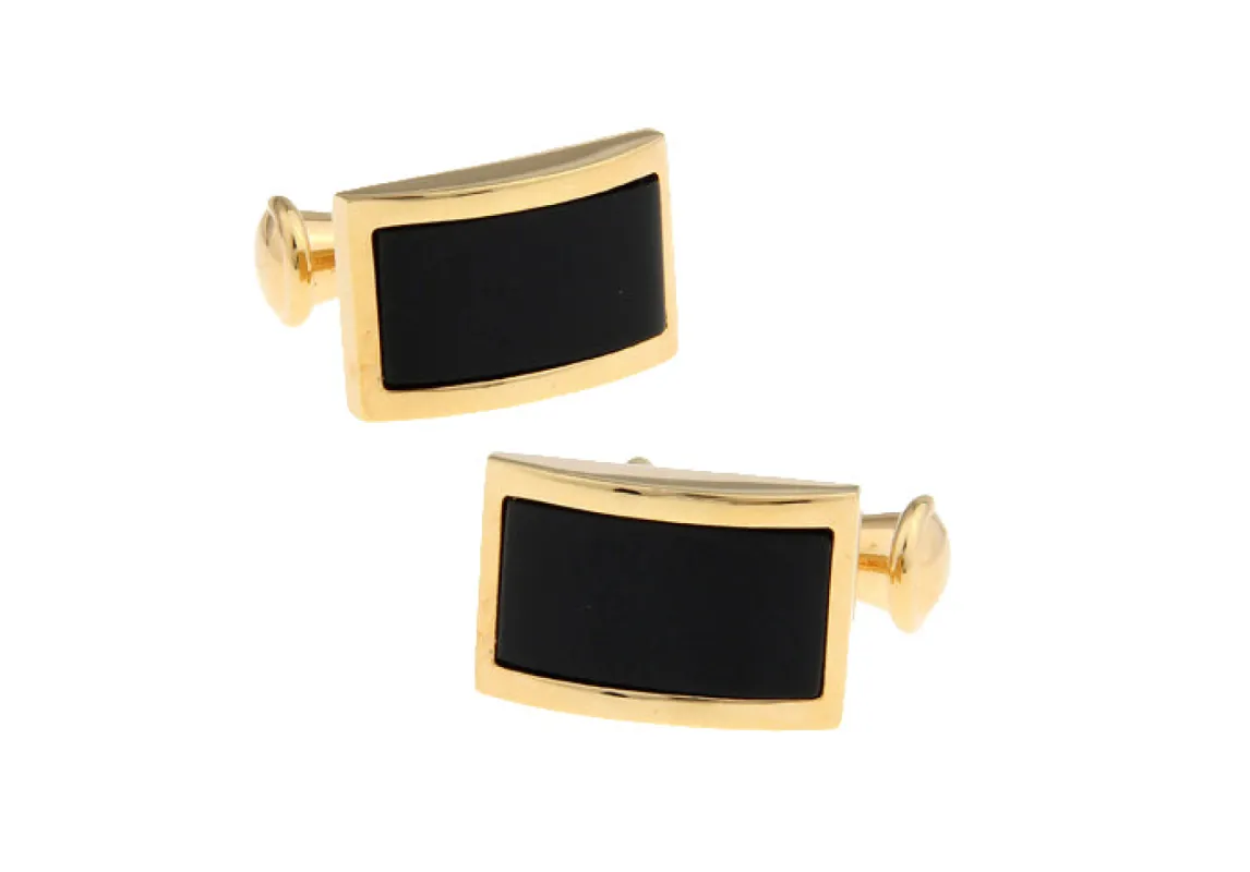 Oakfield Black Enamel Gold Rhodium Plated Cufflinks sold by The Dark Knot Limited