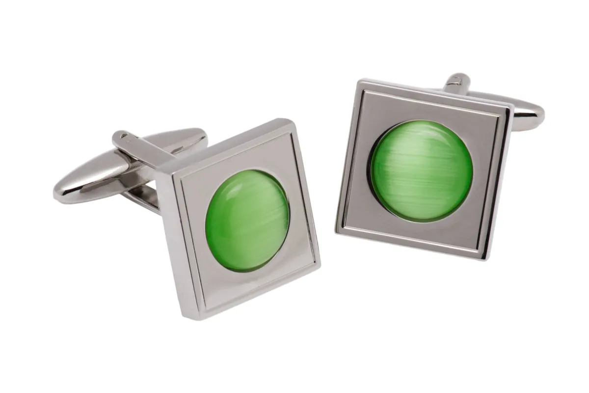 Wentworth Sapphire Rhodium Plated Cufflinks sold by The Dark Knot Limited