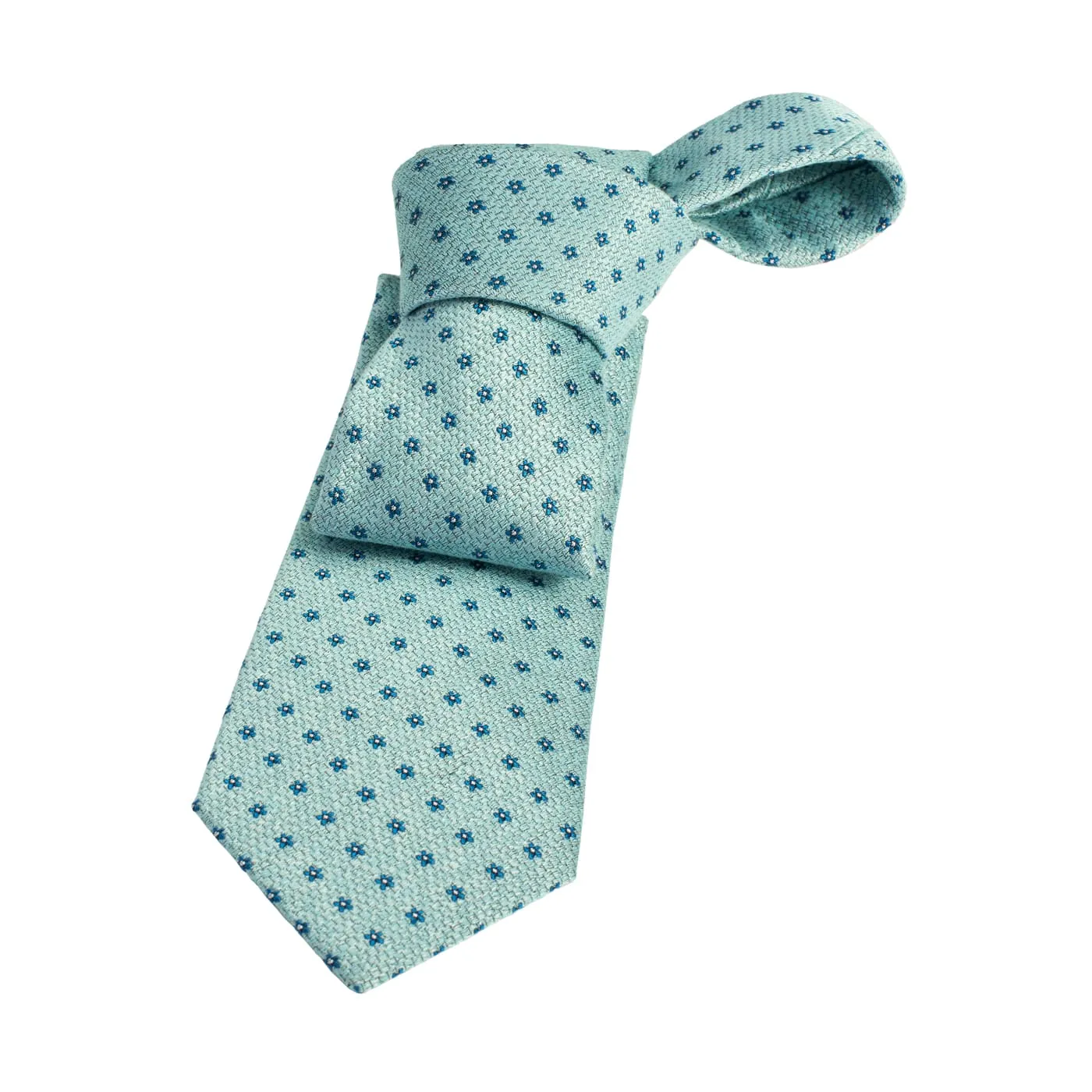 Meredith Foulard Silk Tie, Turquoise / Teal sold by The Dark Knot Limited