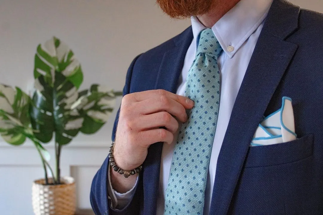 Meredith Foulard Silk Tie, Turquoise / Teal sold by The Dark Knot Limited product image thumbnail 3