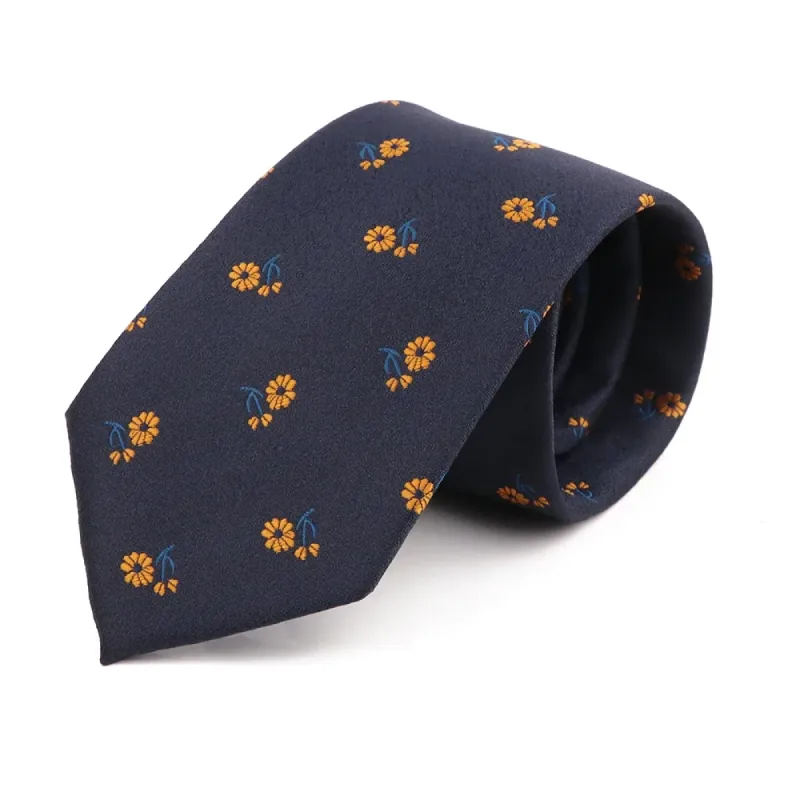 St. Augustine Floral Polyester Tie, Navy / Orange / Blue sold by The Dark Knot Limited