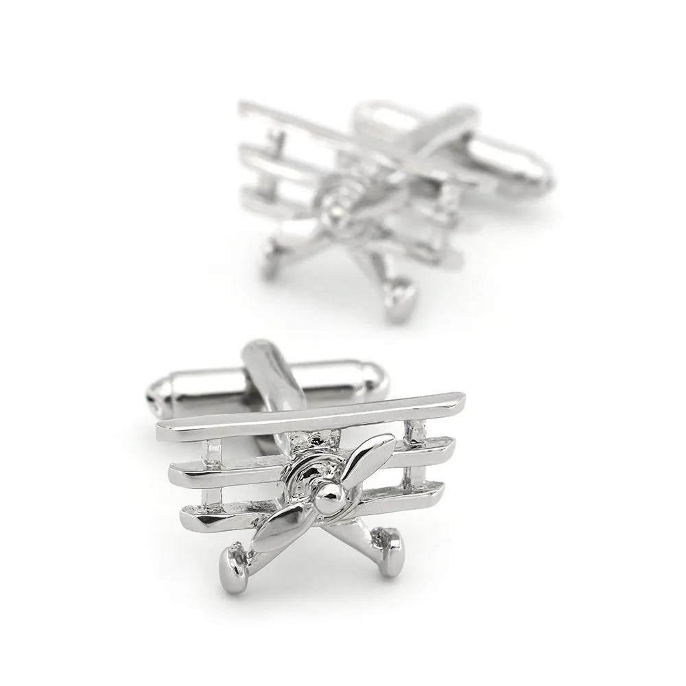 Oahu Airplane Rhodium Plated Cuffinks sold by The Dark Knot Limited product image thumbnail 3