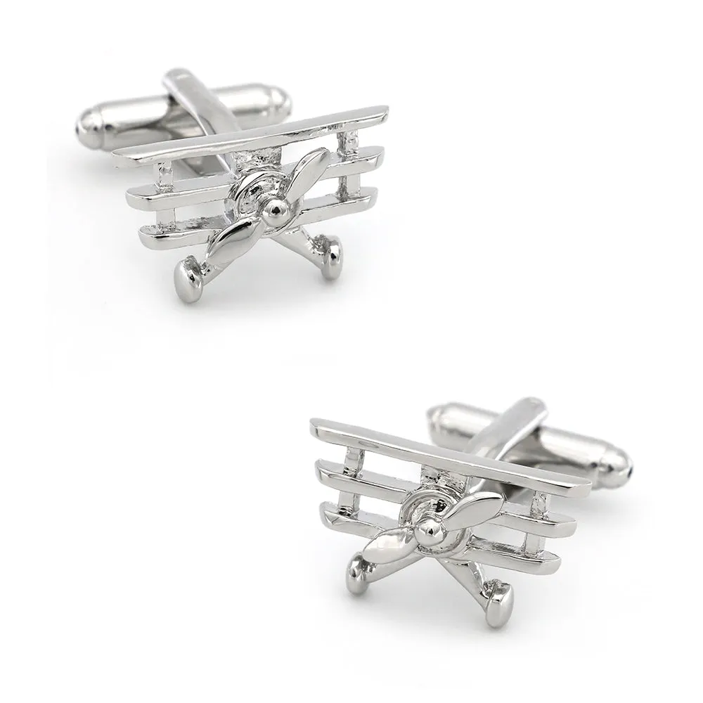 Oahu Airplane Rhodium Plated Cuffinks sold by The Dark Knot Limited