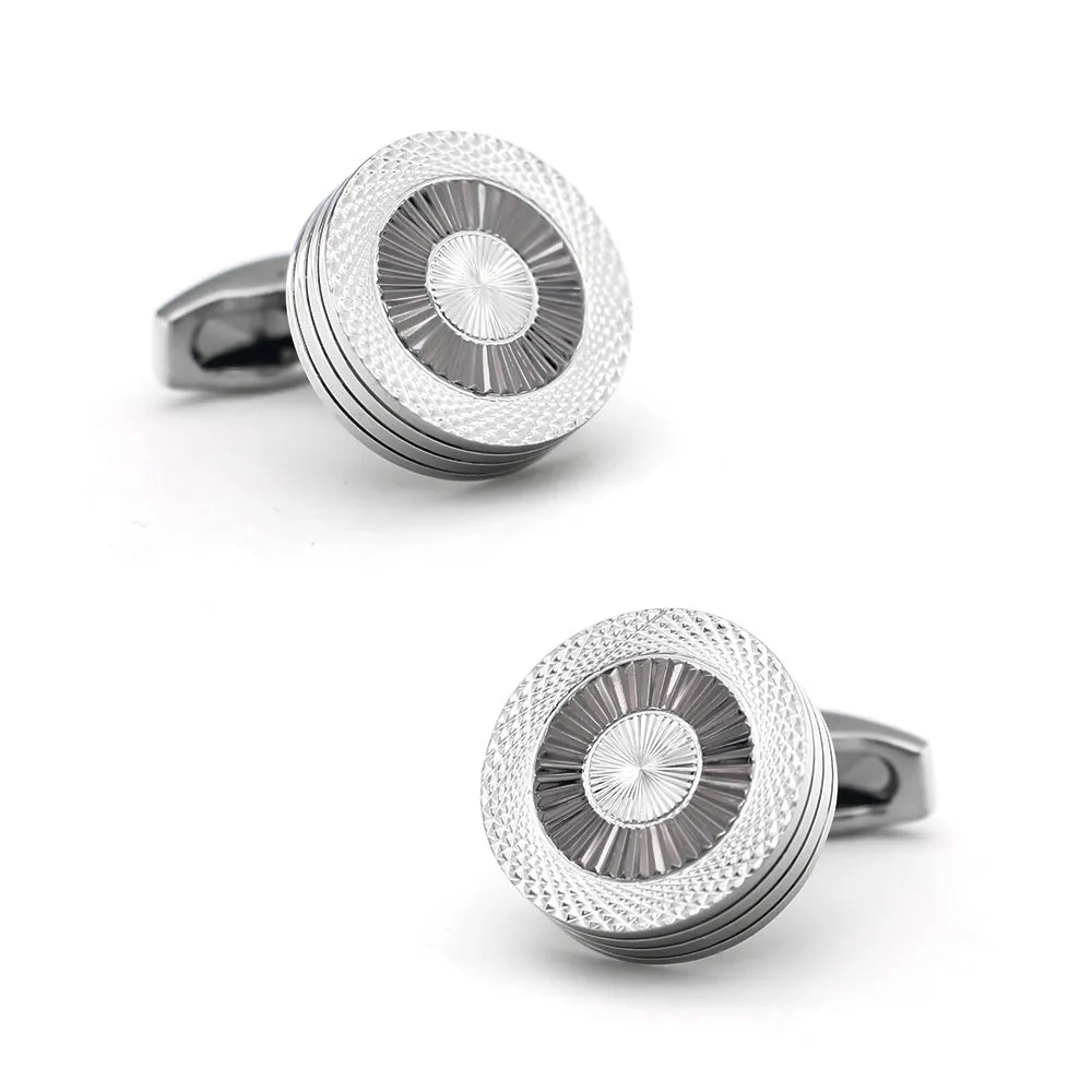 Marbletown Silver & Gunmetal Rhodium Plated Copper Cufflinks sold by The Dark Knot Limited