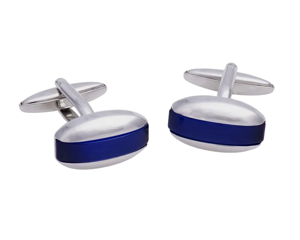 Somers Blue Rhodium Plated Cufflinks sold by The Dark Knot Limited