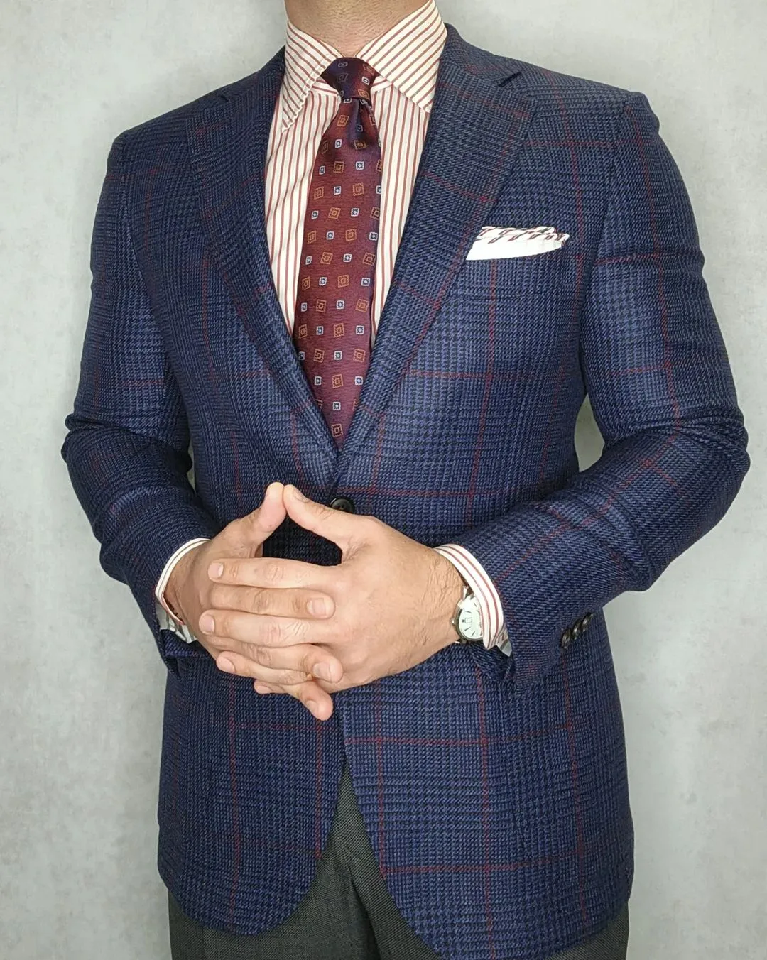 Derry Foulard Silk Tie, Burgundy / Blue sold by The Dark Knot Limited product image thumbnail 3