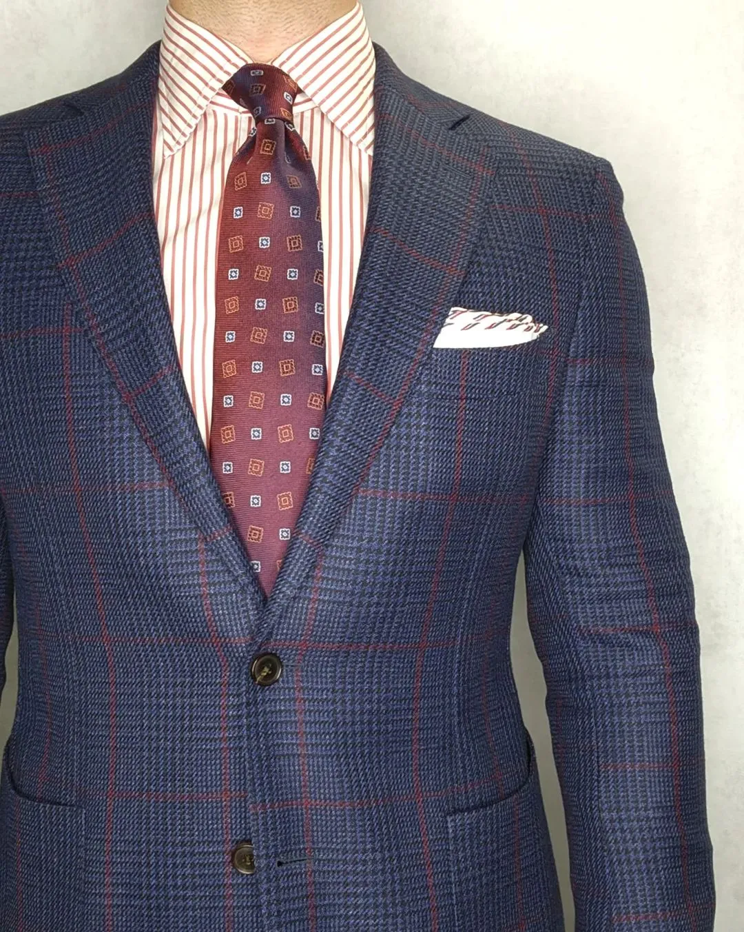 Derry Foulard Silk Tie, Burgundy / Blue sold by The Dark Knot Limited product image thumbnail 4