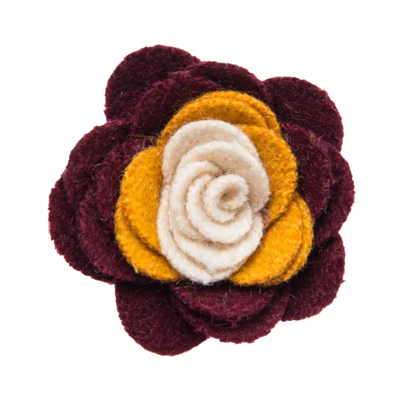 Concord Lapel Flower, Burgundy / Yellow / White sold by The Dark Knot Limited