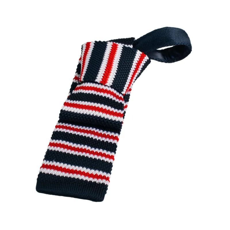 Portland Stripes Knitted Silk Tie, Navy / White / Red sold by The Dark Knot Limited
