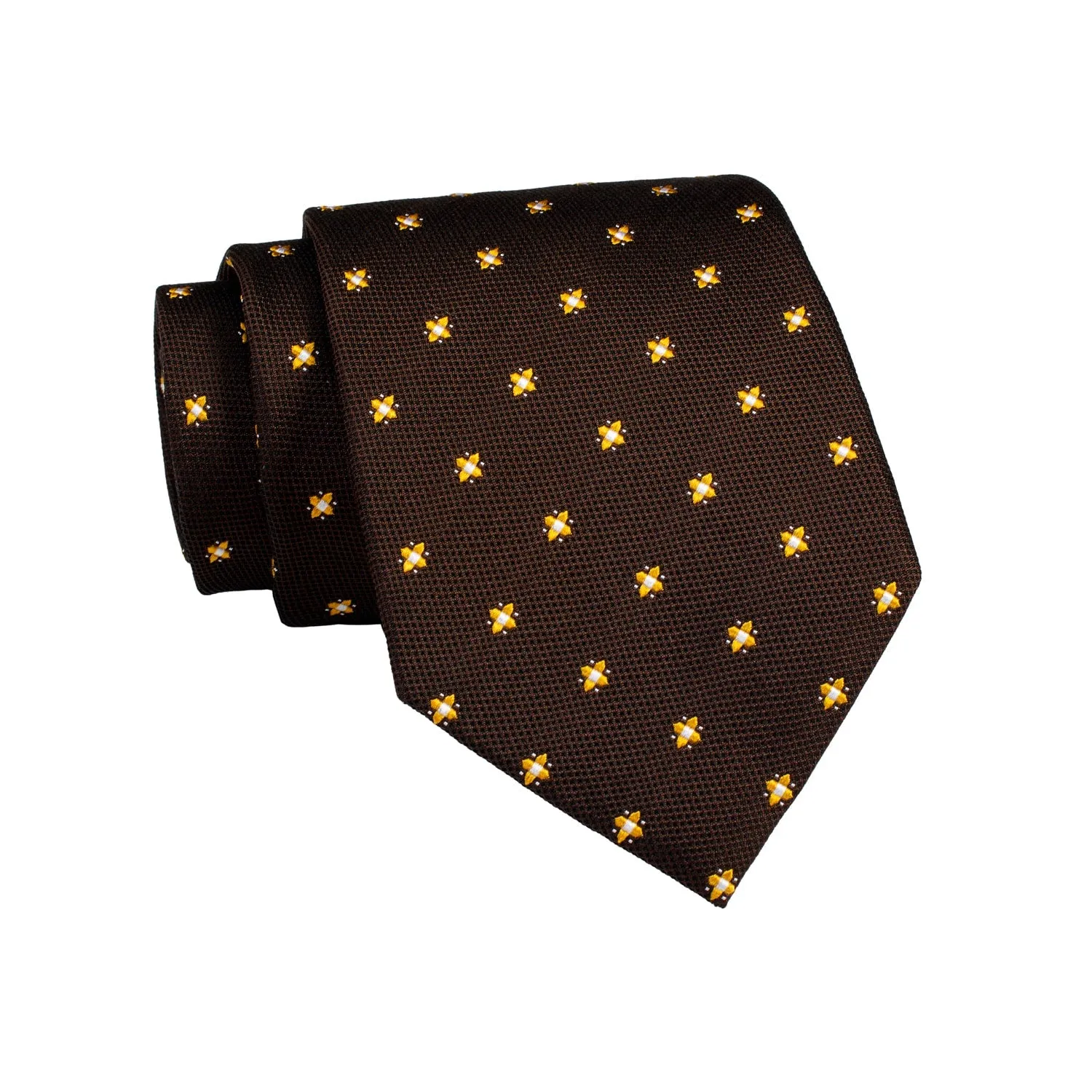 Millville Foulard Silk Tie, Dark Brown / Gold sold by The Dark Knot Limited product image thumbnail 2
