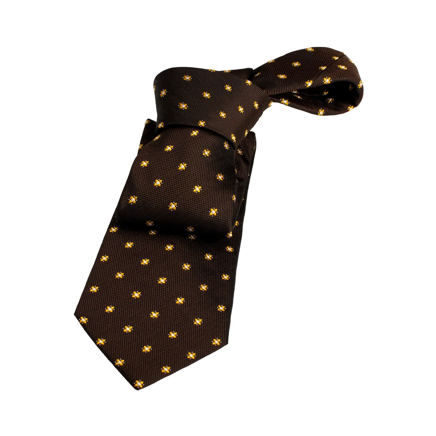 Millville Foulard Silk Tie, Dark Brown / Gold sold by The Dark Knot Limited