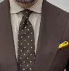 Millville Foulard Silk Tie, Dark Brown / Gold sold by The Dark Knot Limited