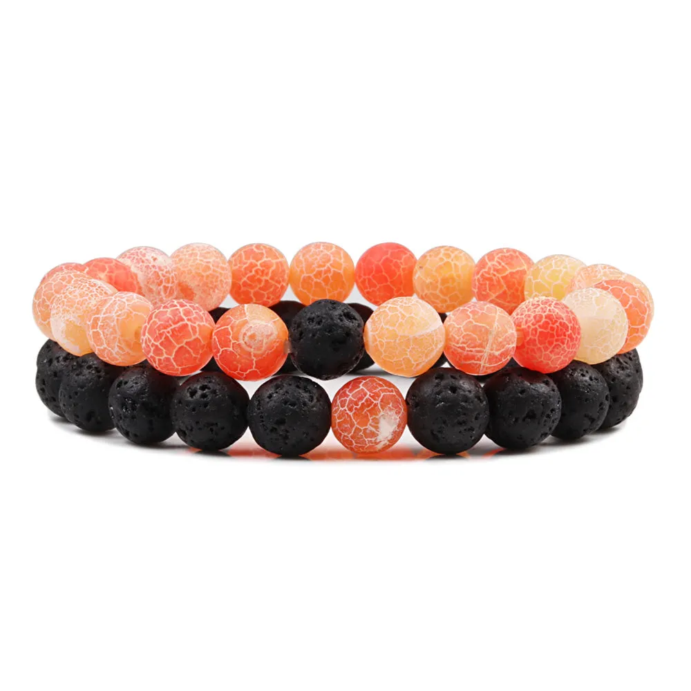 San Bernandino Stackable Beaded Bracelets, Orange / Black sold by The Dark Knot Limited