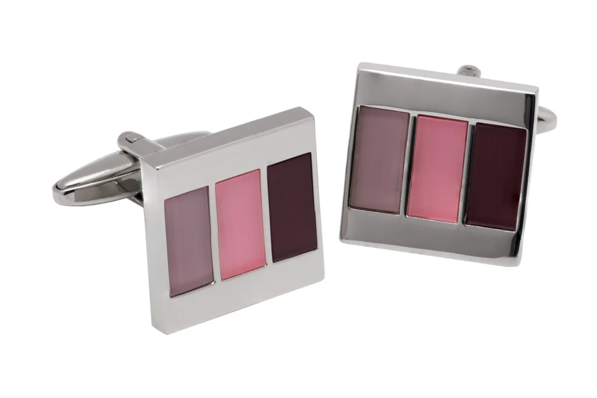 Providence Burgundy Rhodium Plated Cufflinks sold by The Dark Knot Limited