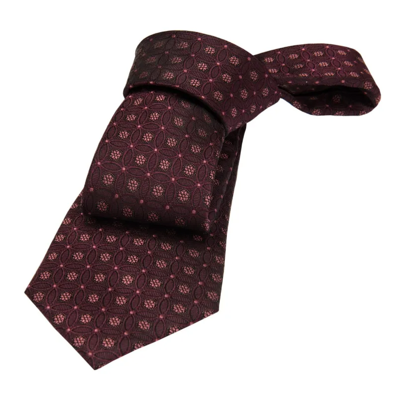 Glastonbury Circles Silk Tie, Burgundy made by The Dark Knot Limited