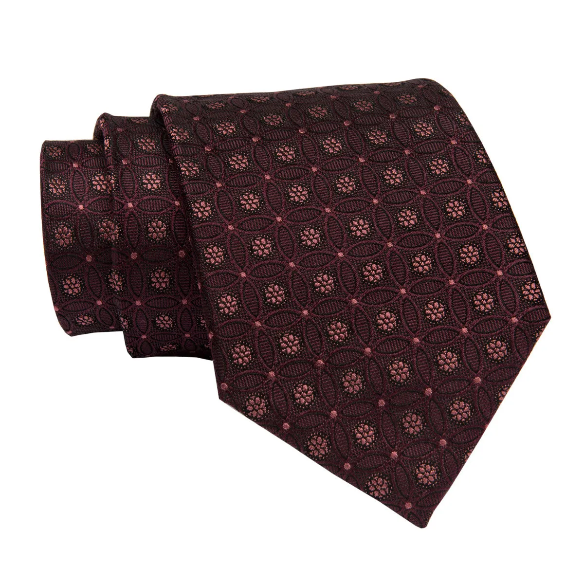 Glastonbury Circles Silk Tie, Burgundy sold by The Dark Knot Limited product image thumbnail 2