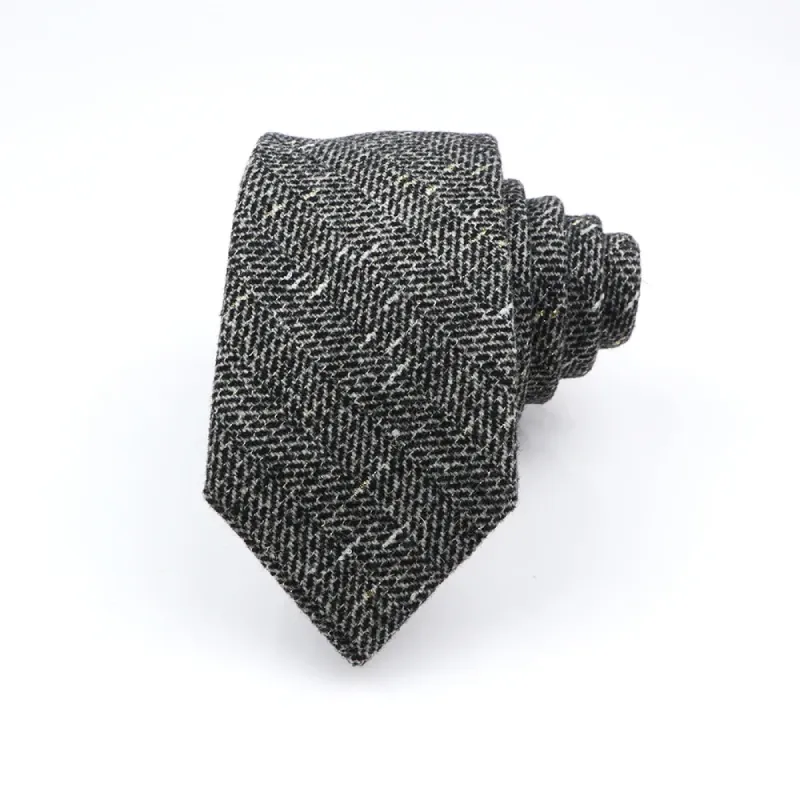 Hudson Grey Woolen Houndstooth Tie sold by The Dark Knot Limited