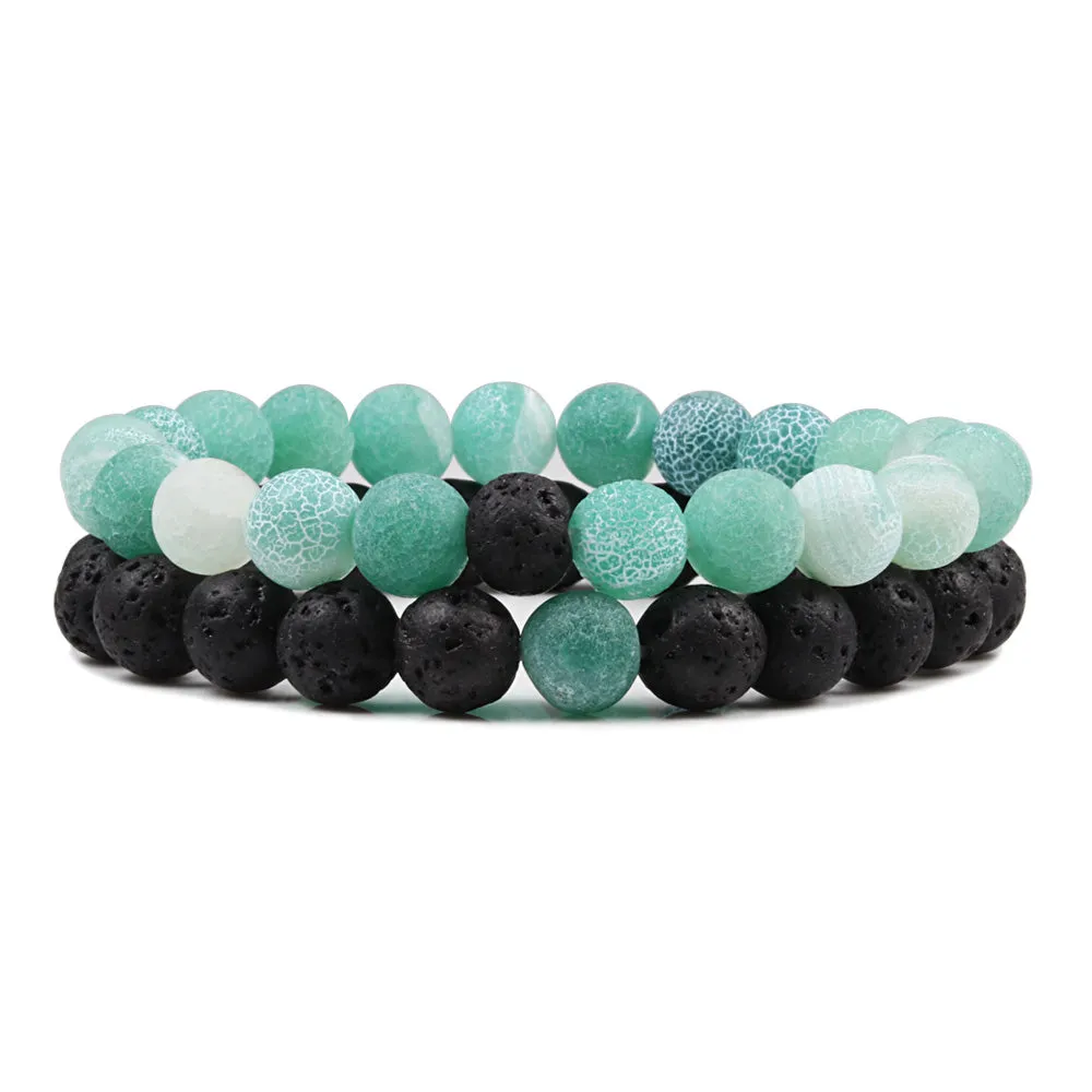 San Bernandino Stackable Beaded Bracelets, Light Green / Black sold by The Dark Knot Limited