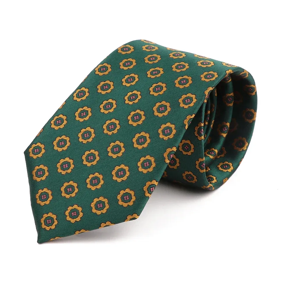 Pensacola Medallion Polyester Tie, Green / Orange / Pink sold by The Dark Knot Limited