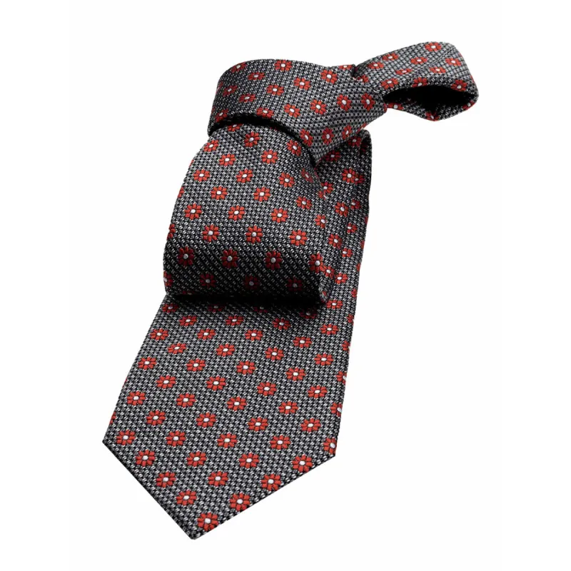 Summerhill Foulard Silk Tie, Grey / Red sold by The Dark Knot Limited