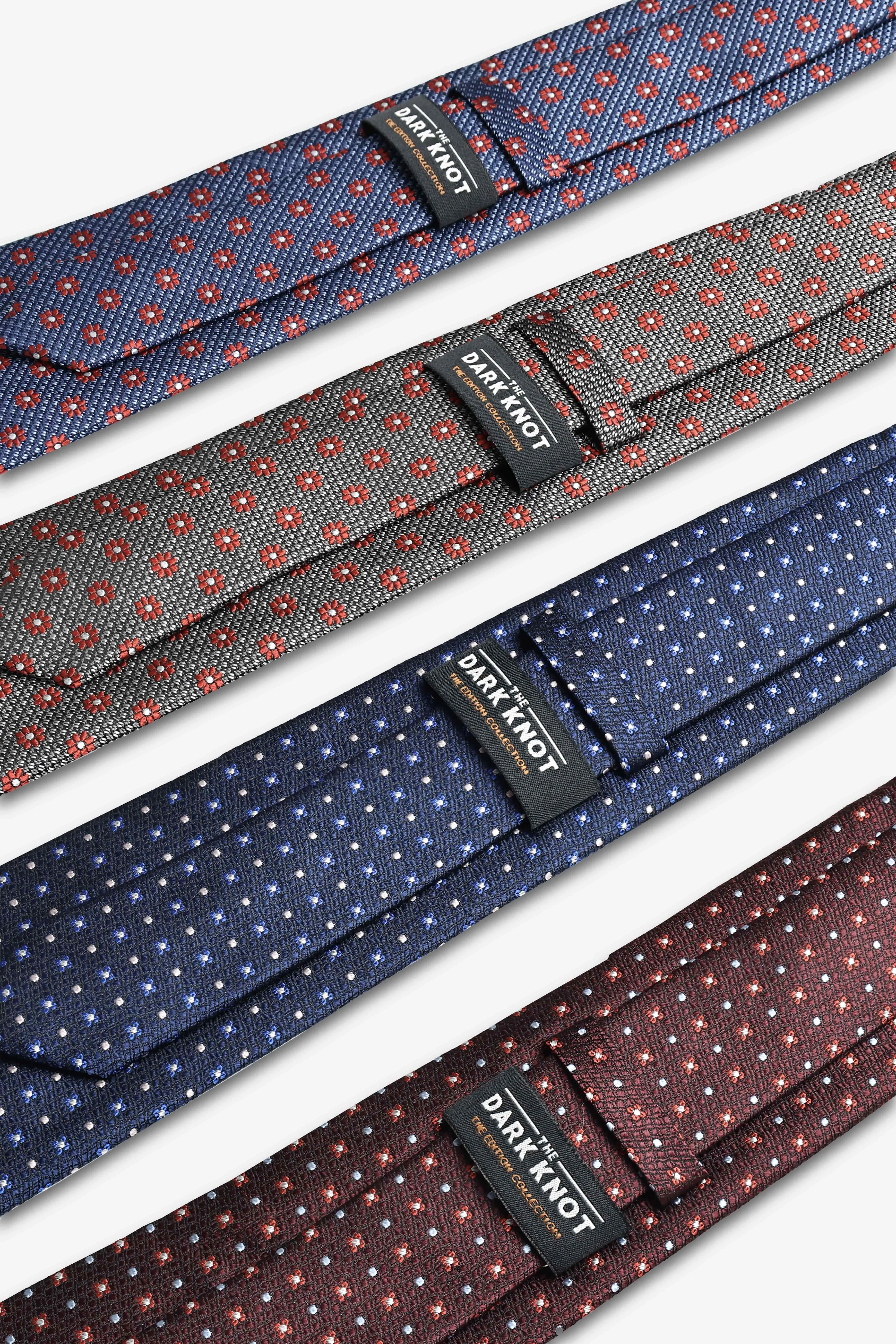 Fort Edward Foulard Silk Tie, Navy / Blue / Silver sold by The Dark Knot Limited product image thumbnail 3