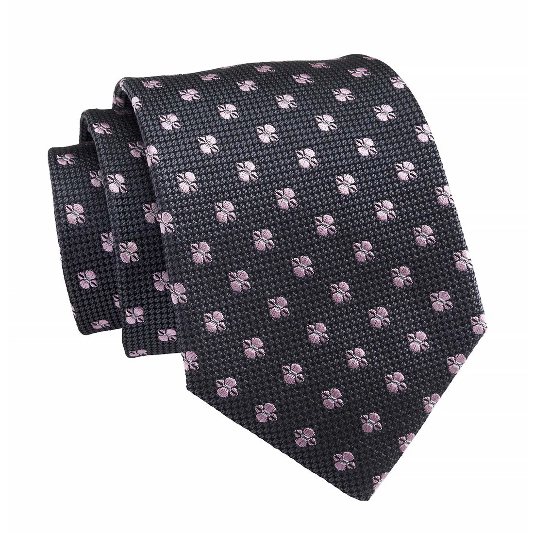 Warwick Foulard Silk Tie, Grey / Pink sold by The Dark Knot Limited product image thumbnail 2