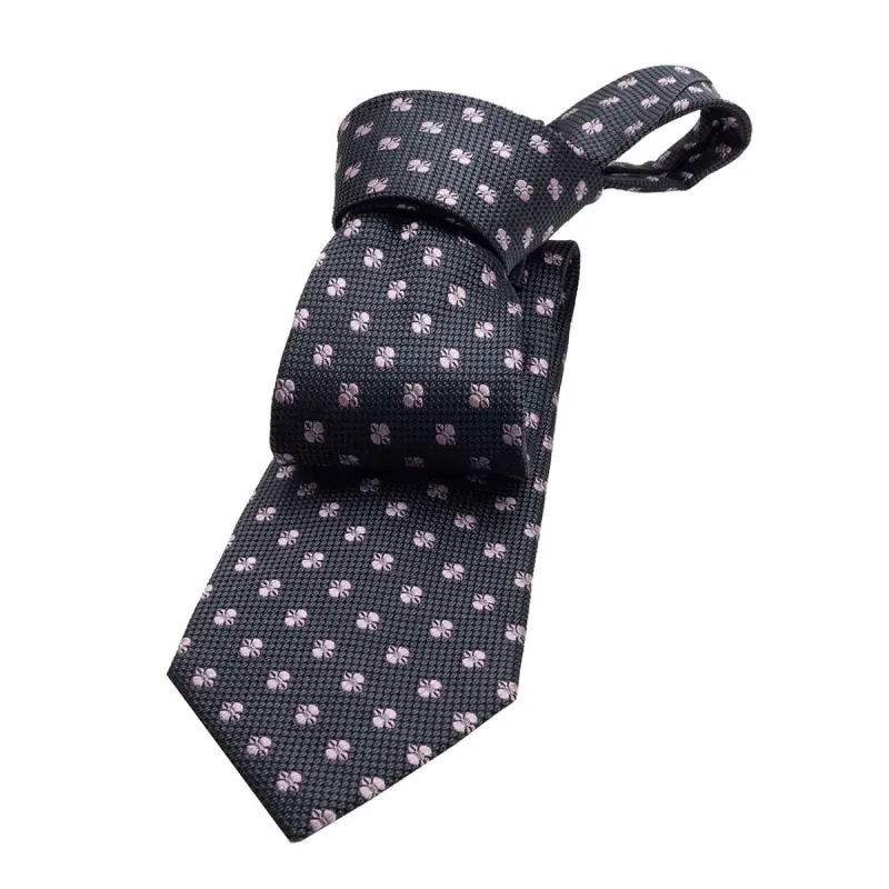 Warwick Foulard Silk Tie, Grey / Pink sold by The Dark Knot Limited