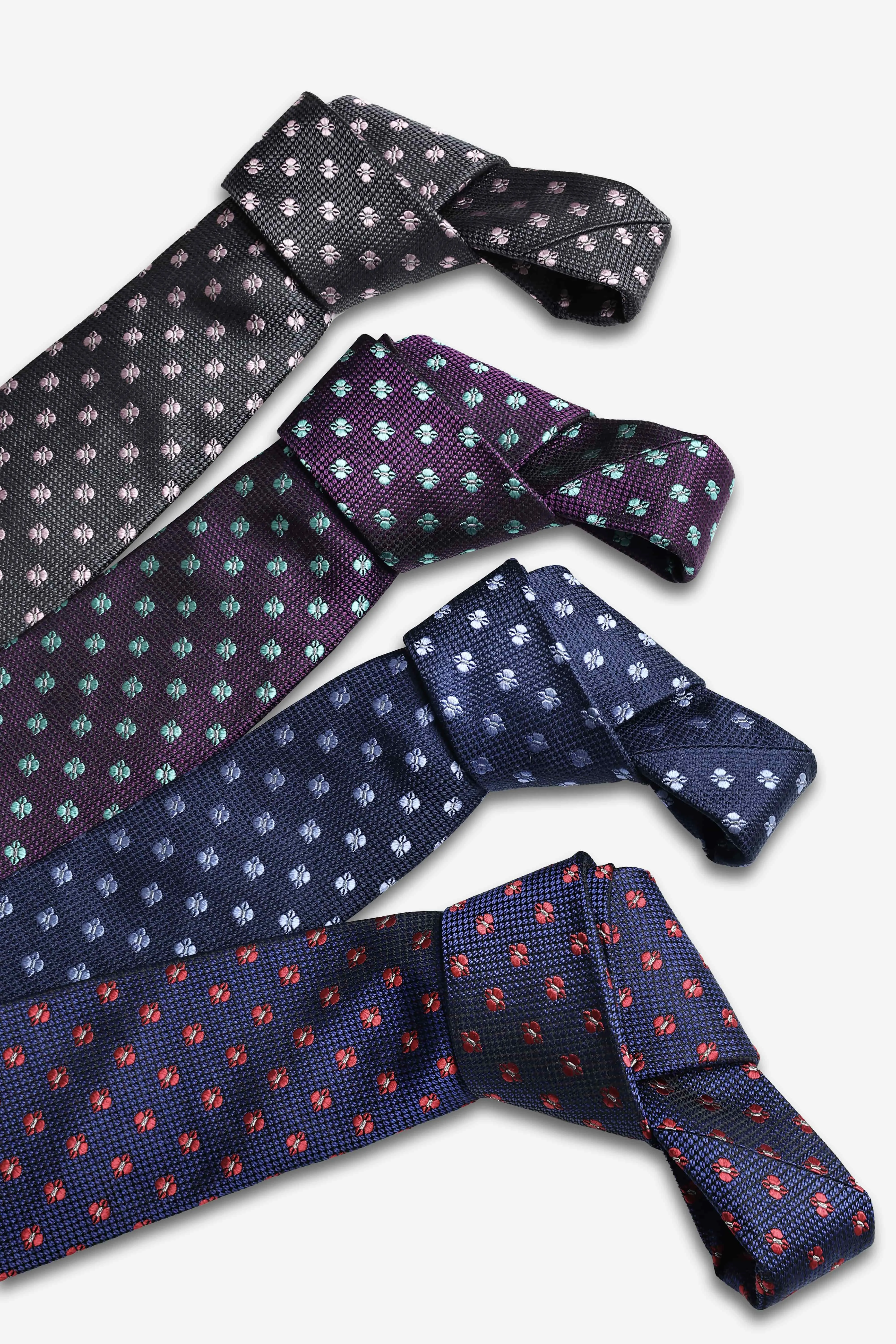 Warwick Foulard Silk Tie, Grey / Pink sold by The Dark Knot Limited product image thumbnail 5