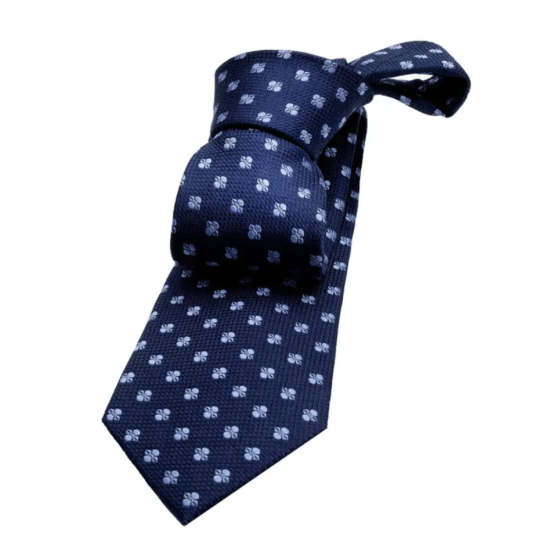 Warwick Foulard Silk Tie, Navy / Light Blue sold by The Dark Knot Limited