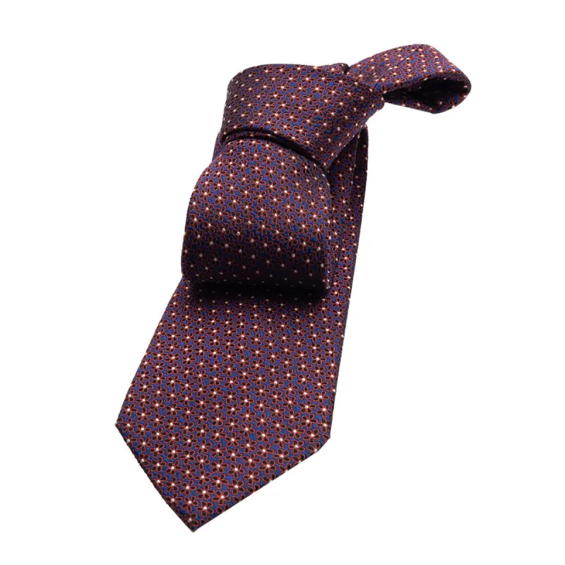 Melrose Floral Silk Tie, Blue / Burgundy sold by The Dark Knot Limited
