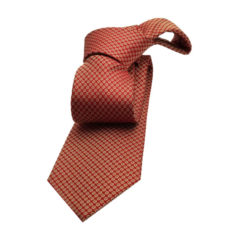 Shrewsbury Foulard Silk Tie, Orange / Gold sold by The Dark Knot Limited