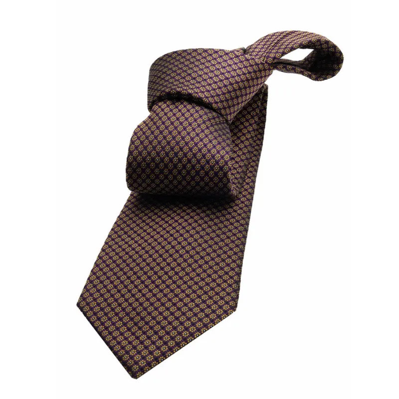 Shrewsbury Foulard Silk Tie, Purple / Gold sold by The Dark Knot Limited