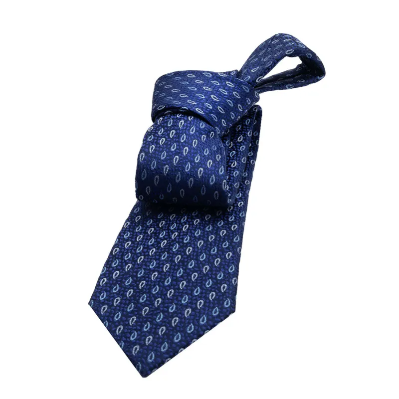 Danbury Paisley Silk Tie, Blue / Light Blue / Silver sold by The Dark Knot Limited