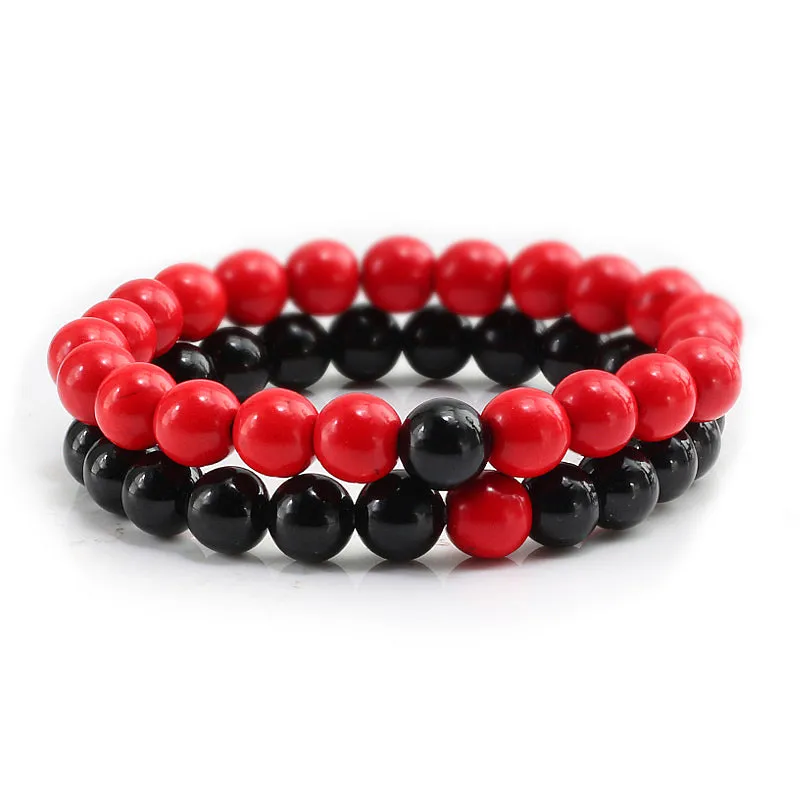 San Bernandino Stackable Beaded Bracelets, Red / Black sold by The Dark Knot Limited