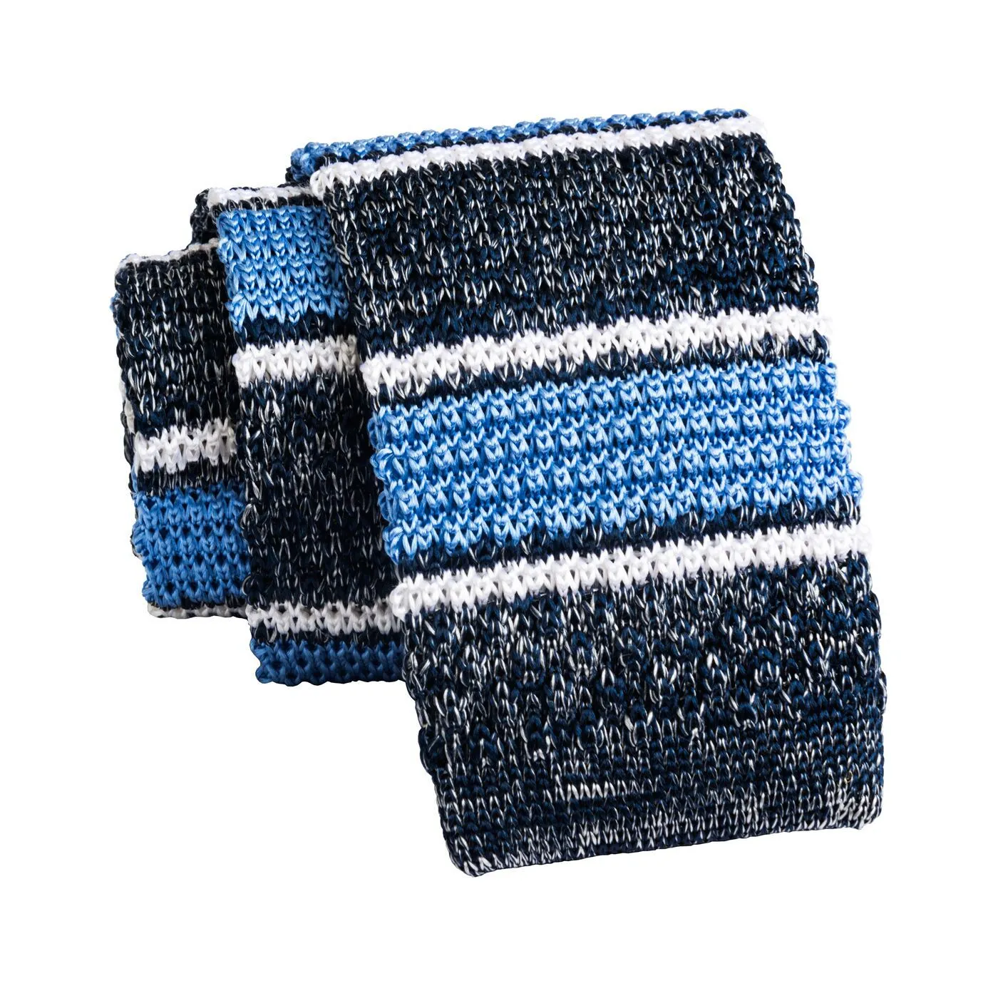 Little Falls Stripes Knitted Silk Tie, Grey / Blue / White sold by The Dark Knot Limited product image thumbnail 2
