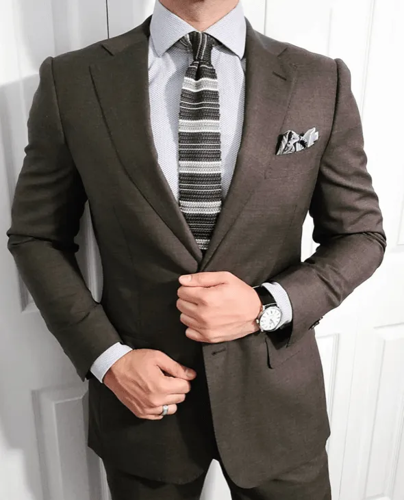 Dunkirk Stripes Knitted Silk Tie, Charcoal Grey / White / Light Grey sold by The Dark Knot Limited product image thumbnail 3