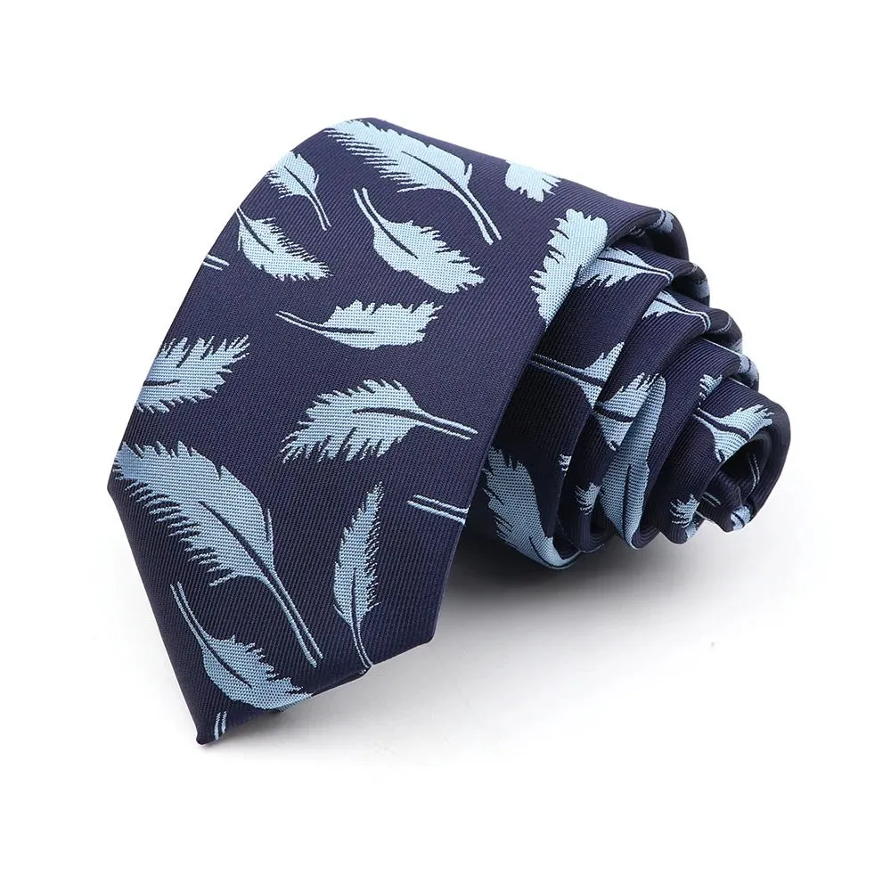 Ocean Ridge Floral Skinny Polyester Tie, Navy / Light Blue sold by The Dark Knot Limited