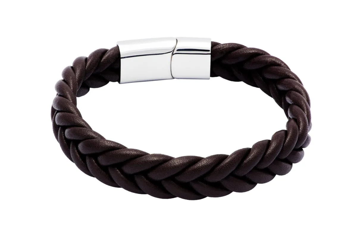Santa Ana Brown Leather Stainless Steel Bracelet sold by The Dark Knot Limited